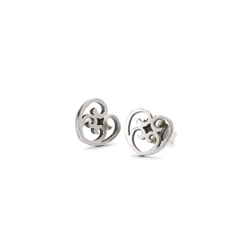 Trollbeads Silver Earring from the Heart Stud Earrings, Silver, no