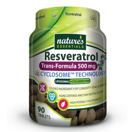 NATURES ESSENTIALS Garselay Liposomal Resveratrol  500 mg por píldora  Trans-Resveratrol de espectro completo  Fórmula de absorción máxima...         