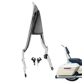 DreDoggMoto Detachable Backrest Sissy Bar Passenger Back Rear Pad Rotary Docking Latches Clips for Harley Touring Road Glide Road King CVO Street Glide Electra Glide Ultra 2009-2024 (26" Chrome)