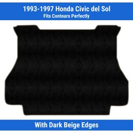 Dark Beige Edge Custom Fit Cargo/Trunk Carpet Mat, Black, Compatible with Honda Civic del Sol 1997 1996 1995 1994 1993