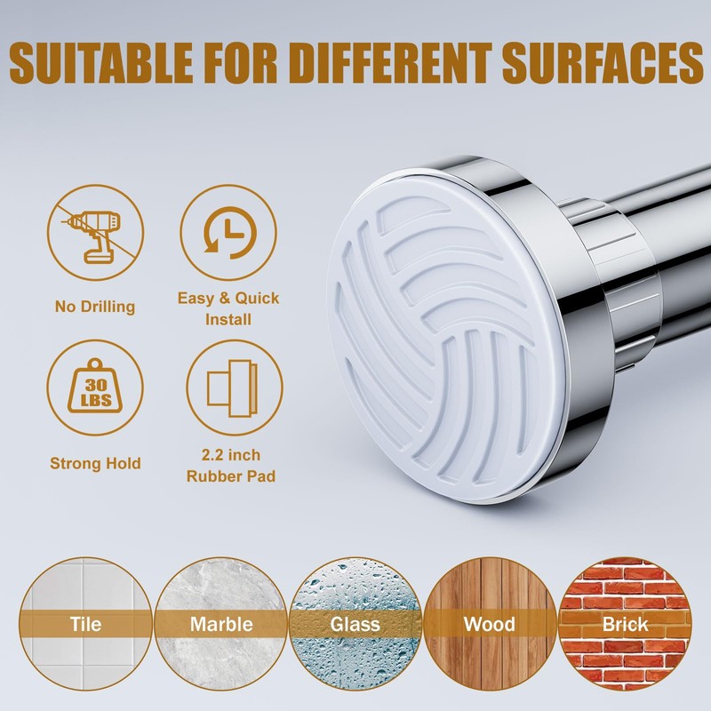 Ausemku Shower Curtain Rod 26-76 Inch Adjustable - 0.85 Inch