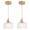 Shenmoyl Pendant Light 2 Pack with Clear Striped Glass Lmapshade,