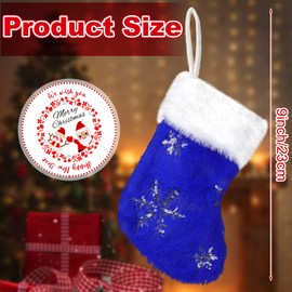 Glimin 12 Pcs 9 Inch Mini Christmas Stockings Faux Fur Xmas Stockings Small Plush Sequin Snowflake Stockings for Family Holiday Party Hanging Decoration Decor Gift(Blue, White)