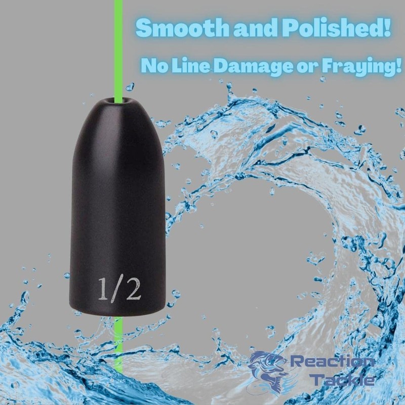 Reaction Tackle Tungsten Bullet Fishing Weights/Worm Sinkers for Bass Fishing