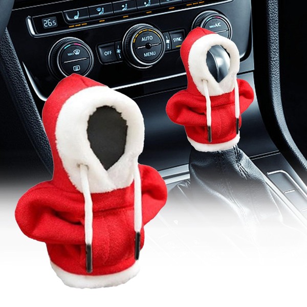 Vordpe Gear Lever Hoodie, Car Gear Knob Cover, Gear Knob Hoodie, Hoody for Cool Car Interior Decoration, Gear Shift Cover (Red)