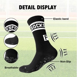 EEPLUYTY Football Socks, Grip Socks Football, Football Socks Men, Grip Socks, Suitable for Football, Basketball, Running and Other Sports, black