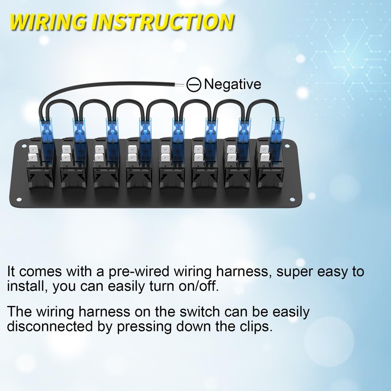 Joinfworld 8 Gang Rocker Switch Panel Waterproof 12V Blue LED