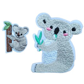 KLORIZ Koala Embroidered Iron on Patches Cute Bear Fabrics Sticker Clothes Emble Applique
