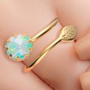 14k Gold Filled Adjustable Created White Opal Wrap Leaf Ring