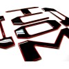 AFX-TRIMS 3D BLACK RED OUTLINE RAISED DOMED TAILGATE LETTERS FOR