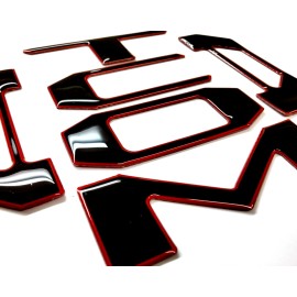 AFX-TRIMS 3D BLACK RED OUTLINE RAISED DOMED TAILGATE LETTERS FOR TOYOTA TACOMA  2024-25