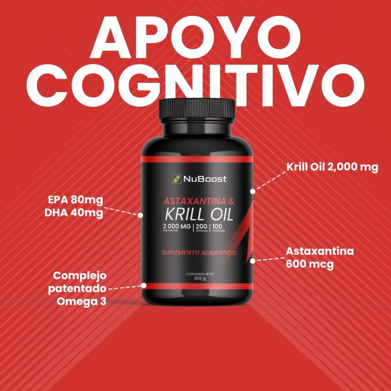 Astaxantina Krill Y Oil Omega 3 Nuboost 200 180 Cápsulas