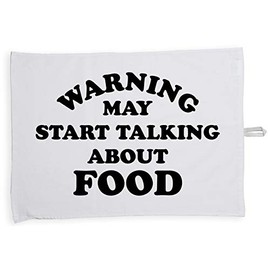 Hippowarehouse Warning may start talking about food Tea Towel Eco Printed Dish Cloth Kitchen accessory 50cmx70cm 100% Cotton