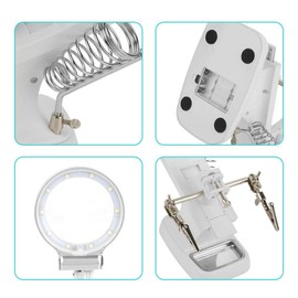 3X/4.5X Soldering Aid Desktop Magnifier with 10 LED Light, LED Third Hand for Work and Industry