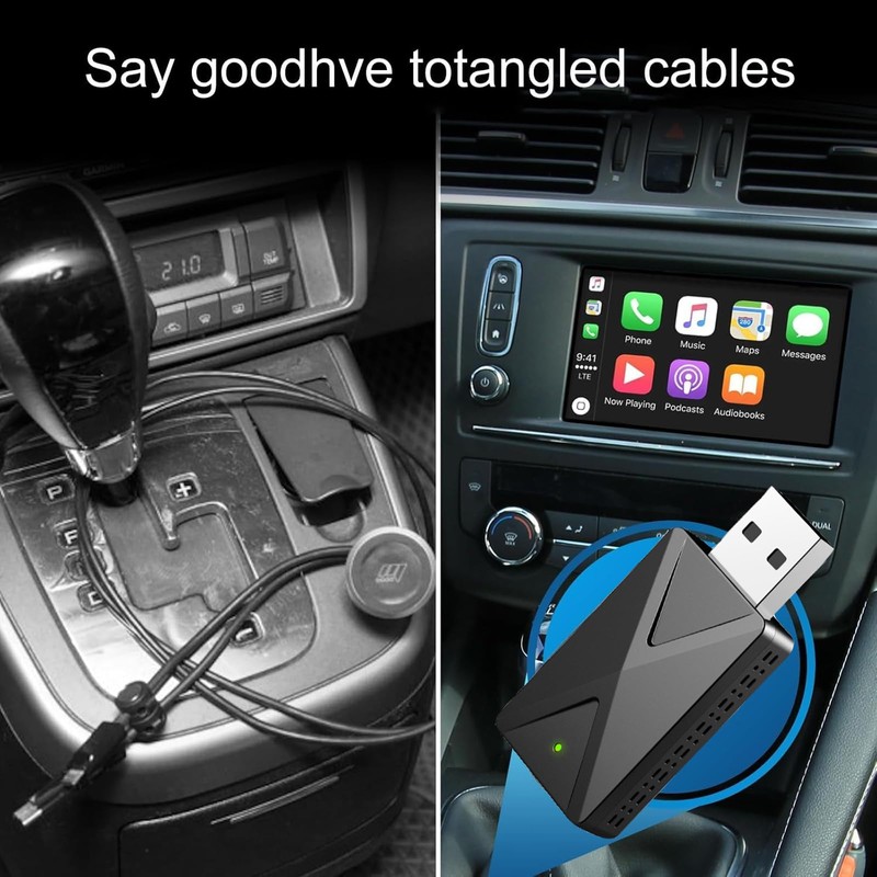 Adaptador Inalámbrico CarPlay con 5.8GHz WiFi, Adaptador Inalámbrico Android Auto,