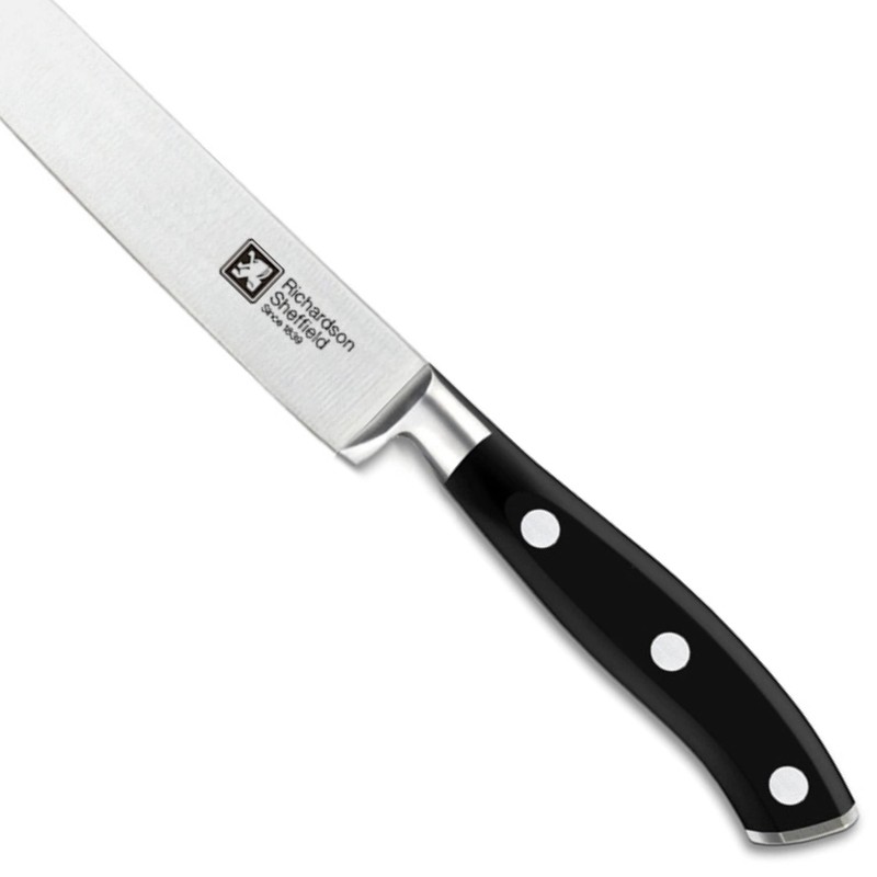 Richardson Sheffield VULCANO Filetiermesser, Schwarz, Mattierte Klinge, Klingenstahl, Scharfes Messer,