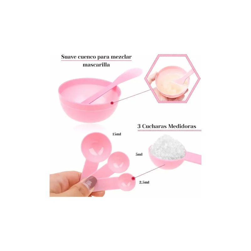 11 Pzs Kit Preparación Mascarilla Facial Bowl Brochas Frasco