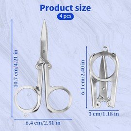 Folding Scissors 4PCS Travel Scissors Stainless Steel Small Pocket Scissor Mini Foldable Scissor Tiny Craft Cutter