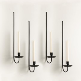 24.8" Iron Metal Wall Candle Sconce Holder, Set of 4 Wall Mount Candle Holders Modern Wall Candle Sconces Hanging for Living Room Farmhouse Fireplace Wedding