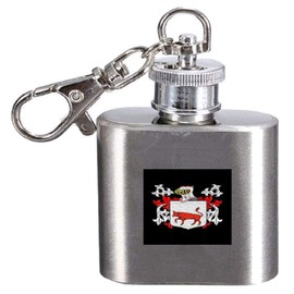 Bevill Family Crest Surname Coat of Arms 1oz Hip Flask Kerying Engraved