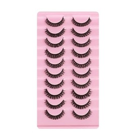 10Pairs Russian Style Strip Lashes D Curl Mink False Eyelashes Full Curled，Full, Wispy, 3D Glam Lashes, Handmade & Reusable