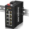 8-Port Industrial Ethernet Switch, Unmanaged 10/100Mbps DIN-Rail Network Switch, IP40,