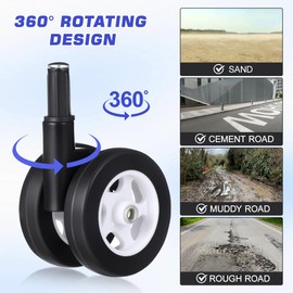 Cabilock 4Pcs Baby Walker Wheels Replacement, Silent Stroller Replacement, Universal Fit Plastic Swivel Caster Wheels for Baby Strollers Walkers