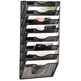EASEPRES Organizador de malla para pared, con 8 compartimientos, para documentos, papelería, correspondencia, revistas, con etiqueta de identificación