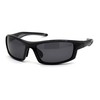 Mens Polarized Plastic Rim Warp Sport Sunglasses Shiny Black Black
