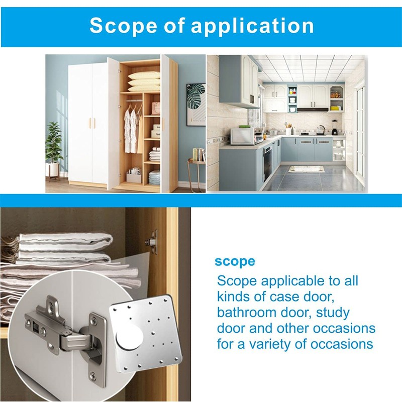 Cakuuma Cabinet Hinge Repair Plate Kit - Classic Style, Stainless
