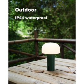 ILOVINIT ILOVINIT Outdoor Mushroom Table Lamp Rechargeable, Cordless Lamps for Patio Waterproof, Portable Battery Operated Lamp with USB Charging, Touch Dimming Night Light for Home/Porch/Restaurant (Green)