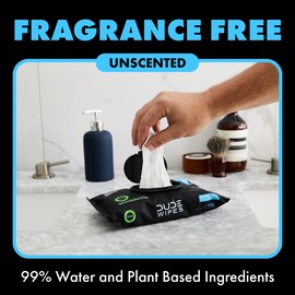 Dude Wipes Flushable Wipes Dispenser (3 Packs 48 Wipes), Unscented Wet Wipes wit