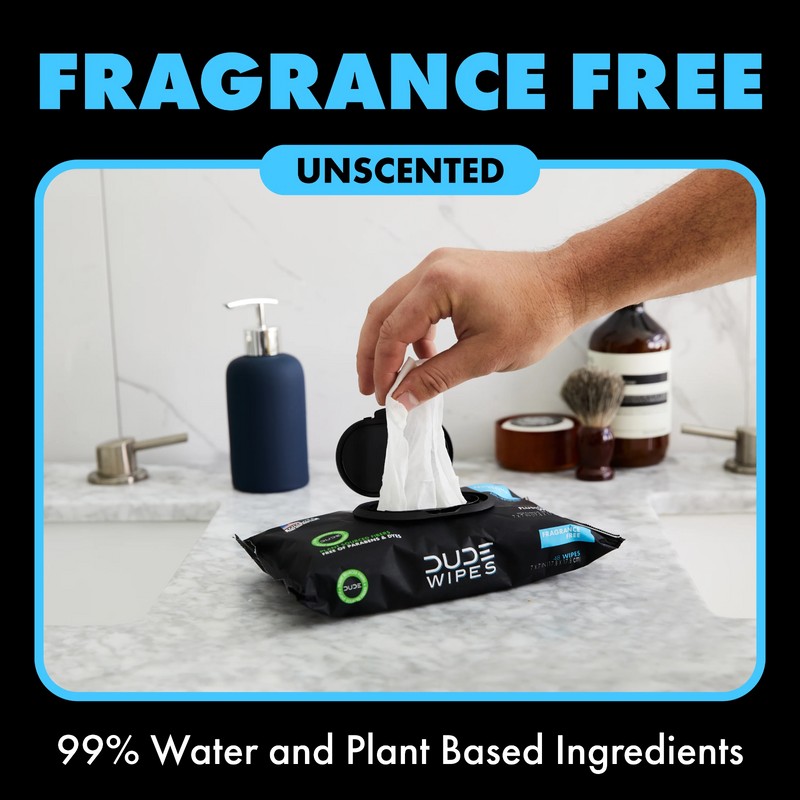 Dude Wipes Flushable Wipes Dispenser (3 Packs 48 Wipes), Unscented