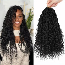 LMZIM 14 inch Goddess Locs Crochet Hair 8 Packs Faux Locs Crochet Braids for Black Women Bohemian Locs Crochet Hair Pre Looped #2