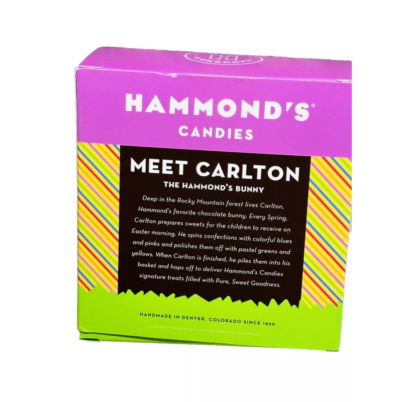 Hammond’s Chocolate Bunny Solid Milk Chocolate Made In Colorado. 2.4oz/68g