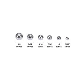X AUTOHAUX Bicycle Bearing Balls Bicycle Ball Bearing Assortment Kit 6 Sizes Assorted Balls Chrome Steel Silver Tone 300 Pieces