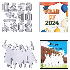 Hying 2024 Graduation Cutting Dies for Card Making, Congrats Grad Die Cuts Graduates Bachelor's Cap Dies Stencils Embossing Template for Craft Scrapbooking DIY Photo Album Decorations