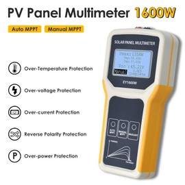 Solar Panel MPPT Tester 1600W, Portable Photovoltaic Multimeter Tracking Max Power Point Watt Volt Current, Open Circuit Voltage, Ultra Clear Backlit LCD Display, MC4 Connector Alligator Clip Included