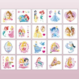 40Sheets Disney Princess Temporary Tattoos for Kids,Cartoon Princess Temporary Tattoos Gift For Fan Birthday Party Decorations for Girl Boys Home Activity Class Prizes Carnival Christmas Rewards