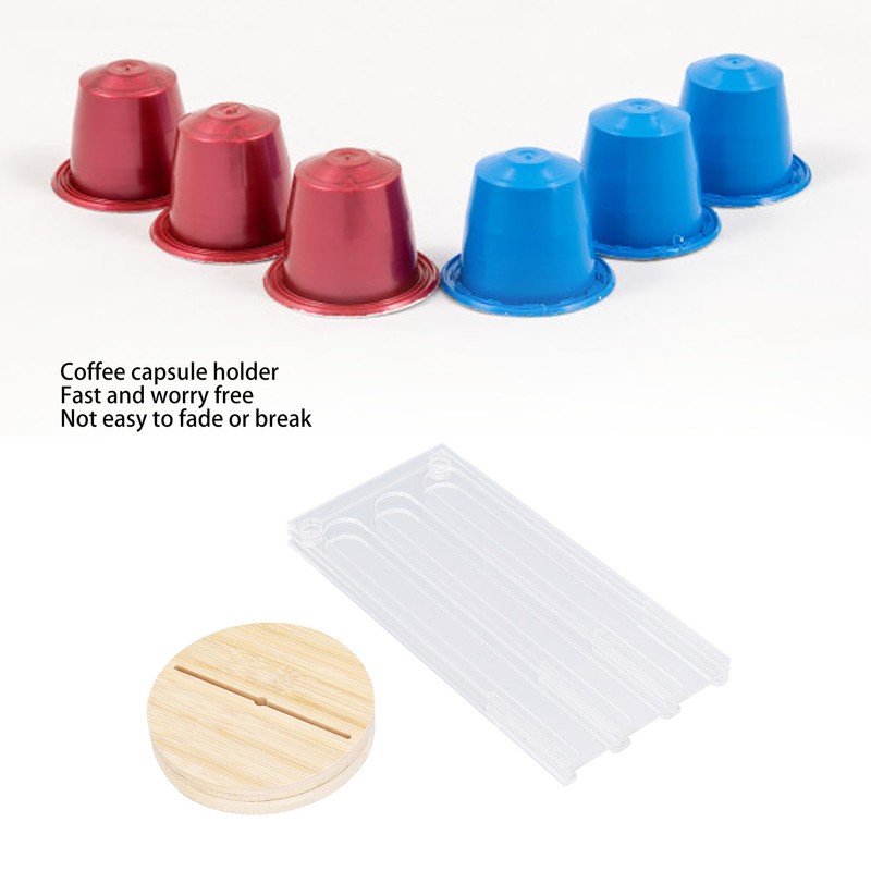 Coffee Capsule Holder Acrylic Bamboo Wood 48 Holes Rotatable Pod