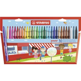 Medium Fibre-Tip Pen - STABILO power - Pack of 30 - Assorted Colours