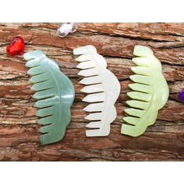Evwoge 2pcs Jade Head Therapy Massage Comb, Hair Comb Scalp Massager, Jade Massager for Scalp Care