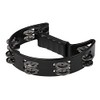 Fame FHT-B Hand Tambourine, Black, Double Row Steel Clamps, Clear