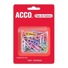ACCO P6130 Clips para Papel Sujeta Hasta 20 Hojas, Colores Surtidos, 100 Clips