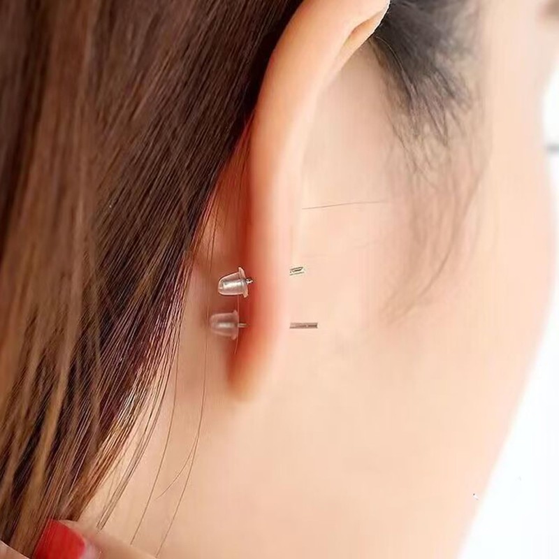 Silicone Earring Backs, 200 Pack Clear Hypoallergenic Replacement Stoppers for