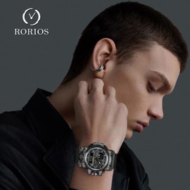 RORIOS Men's Women's Watch Unisex Digital Quartz Watches Multifunction Wrist Watches for Ladies Boys Waterproof Sports Watch with Alarm Timer, All Black, Strap.