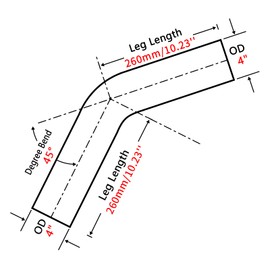 FGJQEFG 4 Inch 45 Degree DIY Custom Mandrel Exhaust Pipe Tube Pipe, T304 Stainless Steel, Universal Fit, 20.5 Inch End to End Length, 4'' OD Mandrel Bend Pipe