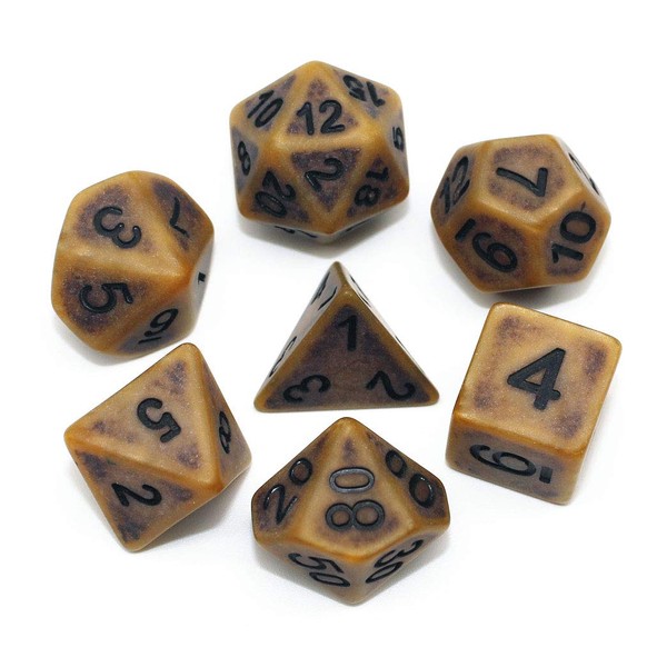 DND Dice Set Ancient RPG Dice for Dungeons and Dragons(D&D) Pathfinder MTG Tabletop Role Playing Game Polyhedral 7-Die Dice Group (Coffee Brown)