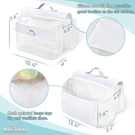 Saddle shape 2 Compartments Bath Toy Organizer, Easy Access for Children, Wide Opening Bath Toy Holder for Drying Toys and Storage, Mesh Shower Toy Holder and Bath Tub Toy Storage Organizer for Tub.