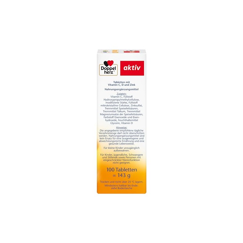 Doppelherz Vitamin C 1000 + D3 + Zinc, High Dose